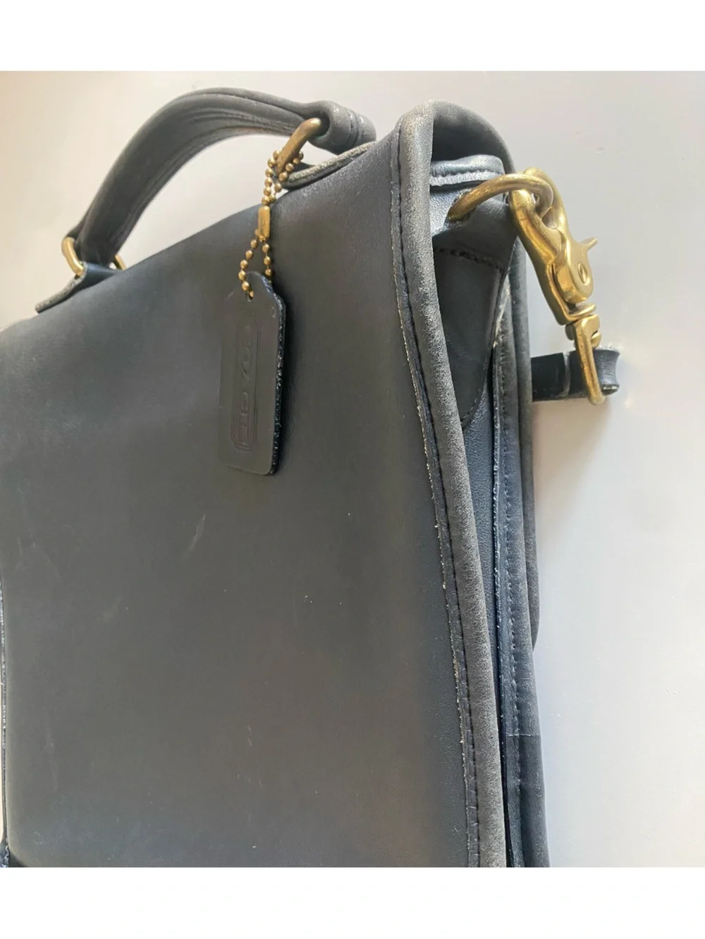 Vintage Coach 5130 Station Bag Blue Leather Crossbody Bag With Removable Strap